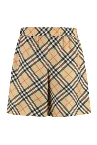 Burberry Check Motif Bermuda Shorts In Gold