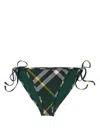Burberry Dark Green Checked Bikini Briefs In Green