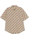 Burberry Check Motif Button-down Shirt For Men In Beige