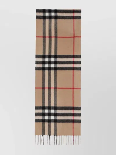 Burberry Check Motif Cashmere Scarf In Brown