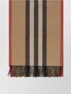 Burberry Check Motif Cashmere Scarf With Fringed Edges