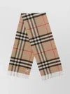 Burberry Check Motif Cashmere Scarf With Fringed Edges In Neutral