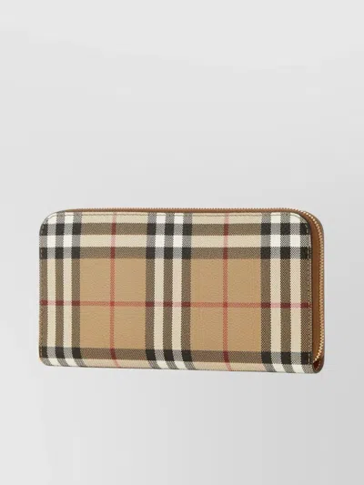 Burberry Check Motif Coated Canvas Wallet In Vintchckbrirbrown