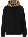Burberry Samuel Sweatshirt With Check Hood In Black