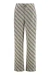 Burberry Check Motif Cotton Trousers For Women In Transparent