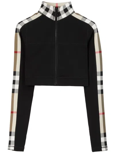 BURBERRY BURBERRY CHECK MOTIF CROPPED SWEATSHIRT