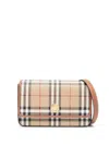 Burberry Check Motif Crossbody Bag In Beige