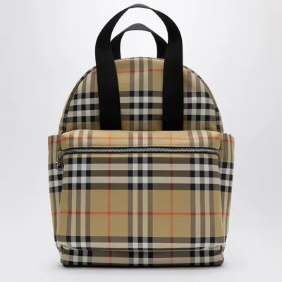 Burberry Check Motif Diaper Backpack In Neutral