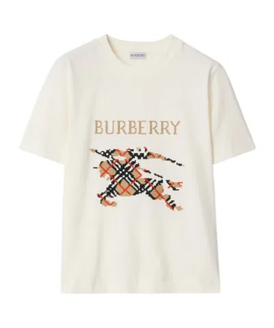 BURBERRY BURBERRY LOGO EMBROIDERED CHECKED T-SHIRT