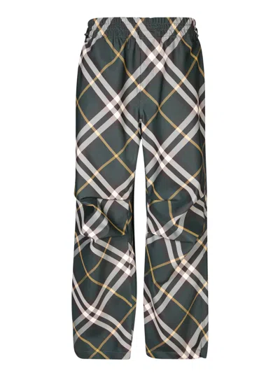 Burberry Check Motif Green Trousers