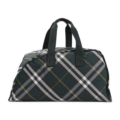 Burberry Shield Duffle Check Green Bag