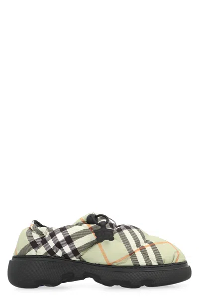 Burberry Check Motif Mules In Green