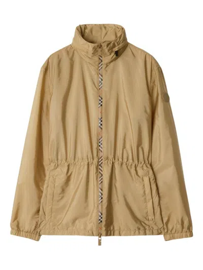 Burberry Check Motif Nylon Jacket In Brown