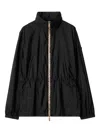 Burberry Nylon Parka With Elastic Cuffs And High Collar In Black