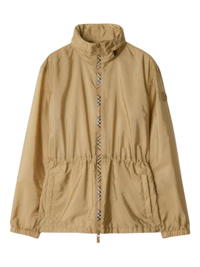 Burberry Check Motif Nylon Jacket In Neutral