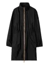 Burberry Drawstring Waist High Collar Parka In Black