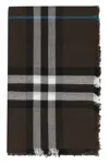 Burberry Check Motif Scarf In Brown