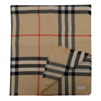 Burberry Check Motif Scarf In Brown