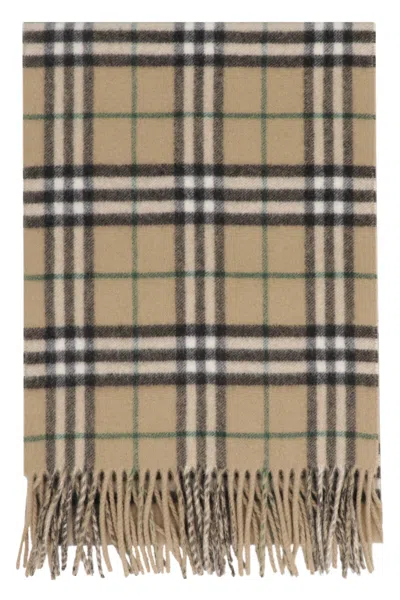 Burberry Check Motif Scarf In Gold