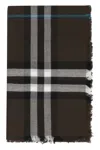 Burberry Check Motif Scarf In Green