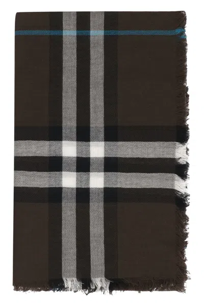 Burberry Check Motif Scarf In Green
