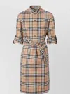 Burberry Beige Check Motif Cotton Shirt Dress