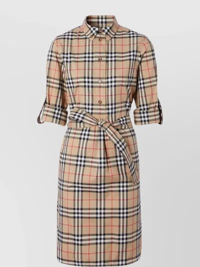BURBERRY CHECK MOTIF SHIRT DRESS