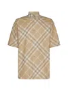 Burberry Logo Embroidery Check Shirt In Beige