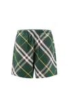 Burberry Green Check Print Swim Shorts In Green