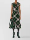 Burberry Sleeveless Nova Check Pattern Midi Dress