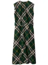 Burberry Sleeveless Nova Check Pattern Midi Dress In Green