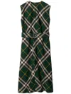 Burberry Sleeveless Nova Check Pattern Midi Dress In Green