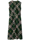 Burberry Sleeveless Nova Check Pattern Midi Dress