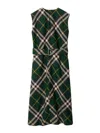 Burberry Sleeveless Nova Check Pattern Midi Dress In Green
