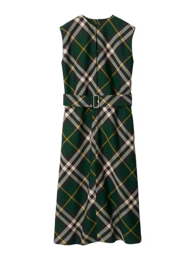 Burberry Women Check Motif Wool Midi Dress In Multi