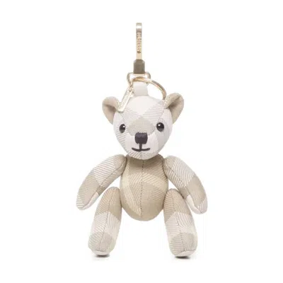 Burberry Check Motif Wool-blend Thomas Bear Charm In Neutral