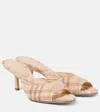 Burberry Beige Check Linen Mule Sandals With 6.5 Cm Heel Lf Mews 65 Chk 162393 In Beige