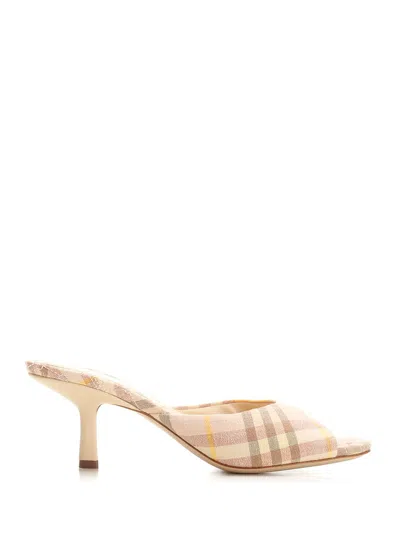 BURBERRY CHECK MULES SANDALS MULTICOLOR