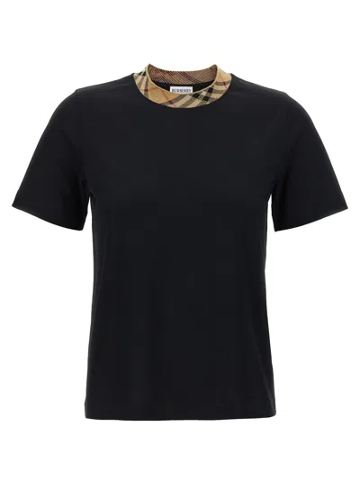 Burberry Check Neck T-shirt Black