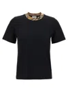 Burberry Black Crewneck T-shirt With Ckeck Motif On The Collar In Cotton Woman In Black