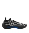Burberry Neptune Check Logo Sneakers In Black