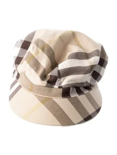 Pre-owned Burberry Check Newsboy Cap In Neutral