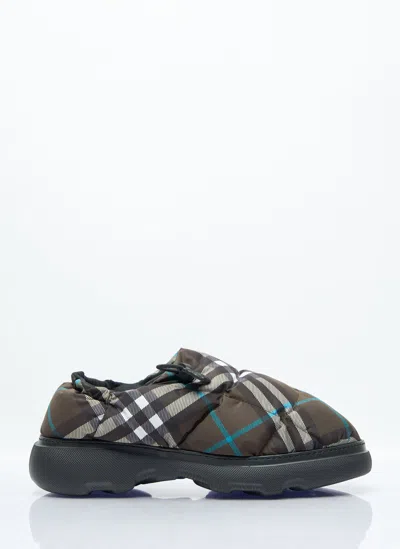 BURBERRY CHECK NYLON-BLEND PILLOW MULE