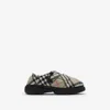Burberry Pillow Check Motif Slippers In Light Sage