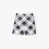 Burberry Viscose Blend Checkered Shorts With Elastic Waistband In Monochrome