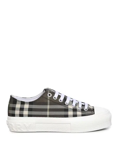 Burberry Check Nylon Blend Sneaker In Brown