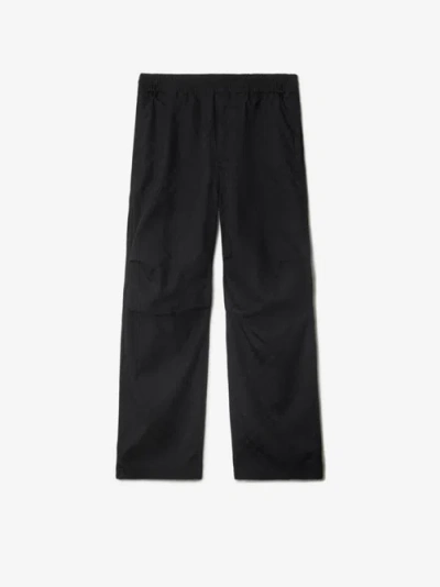 Burberry Check Nylon Cargo Trousers In Black