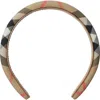 Burberry Kids Beige Check Nylon Headband In Brown
