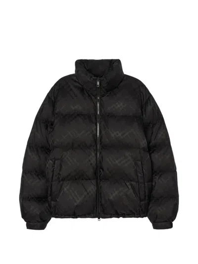 Burberry Check Nylon Highlands Puffer Jacket In Black