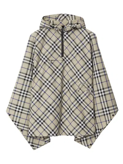 Burberry Check Nylon Hooded Poncho In Multi